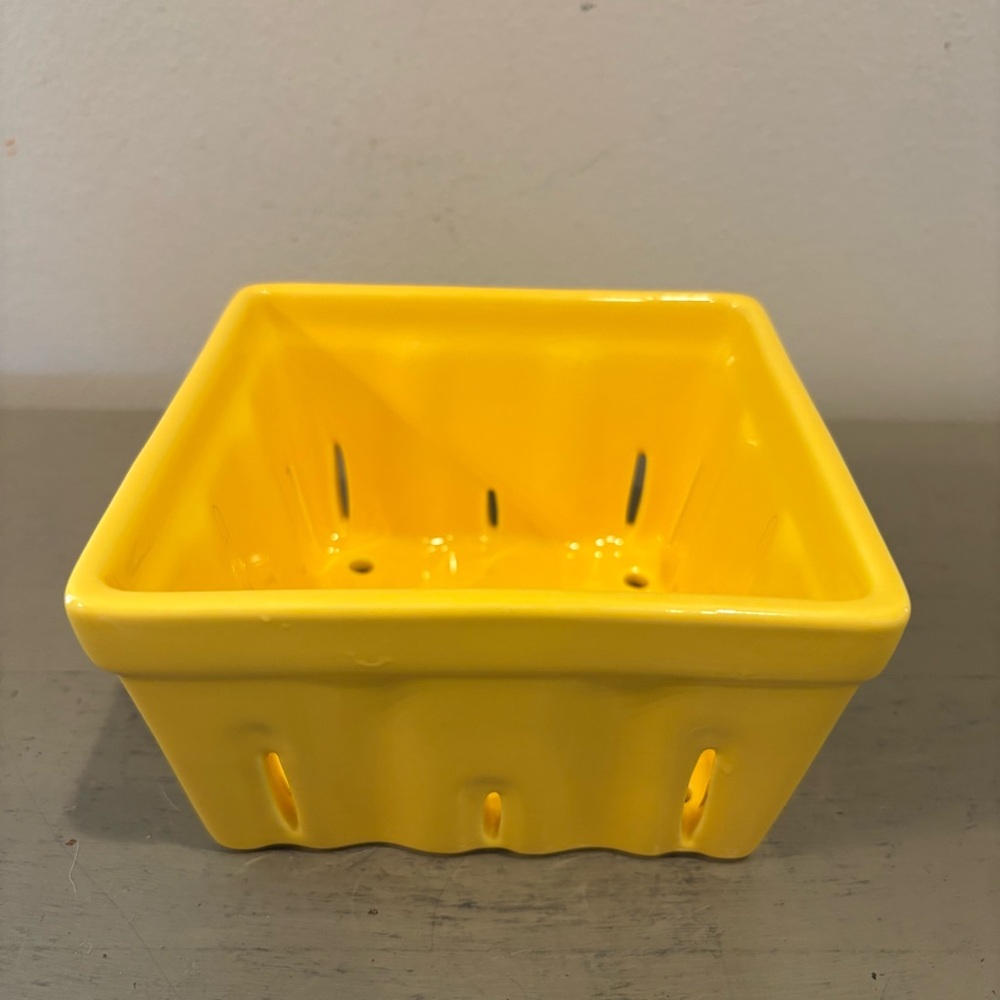 Crate&Barrel Yellow Ceramic Berry Basket